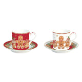 Tányér, étkészlet Mézeskalács karácsonyi Porcelán kávés csésze 2 db díszdobozban
