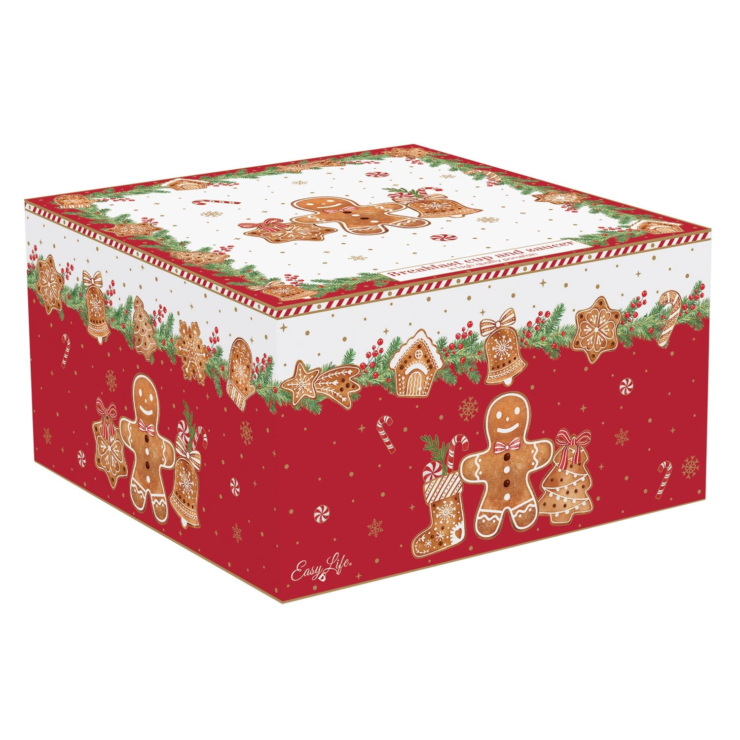 Tányér, étkészlet Mézeskalács karácsonyi Porcelán nagy csésze díszdobozban