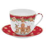 Tányér, étkészlet Mézeskalács karácsonyi Porcelán nagy csésze díszdobozban