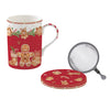 Tányér, étkészlet Mézeskalács karácsonyi Porcelán szűrős bögre díszdobozban