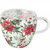Bögre Mikulásvirágos karácsonyi duplafalú borosilicate üveg csésze Christmas florals