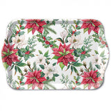 Tálca Mikulásvirágos karácsonyi műanyag kis tálca Christmas florals