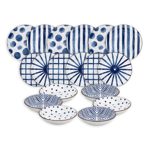 Tognana kék 18 részes porcelán étkészlet MOON BLUE MIRAGE
