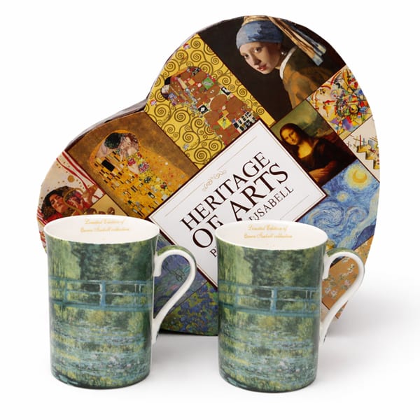 Porcelán bögre szett 300 ml - szív díszdobozos - Monet Híd a tavirózsák felett