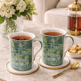 Porcelán bögre szett 300 ml - szív díszdobozos - Monet Híd a tavirózsák felett