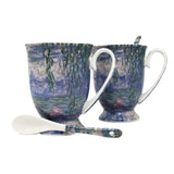 Monet porcelán bögre szett kanállal díszdobozban - 300 ml - Vizililiomok