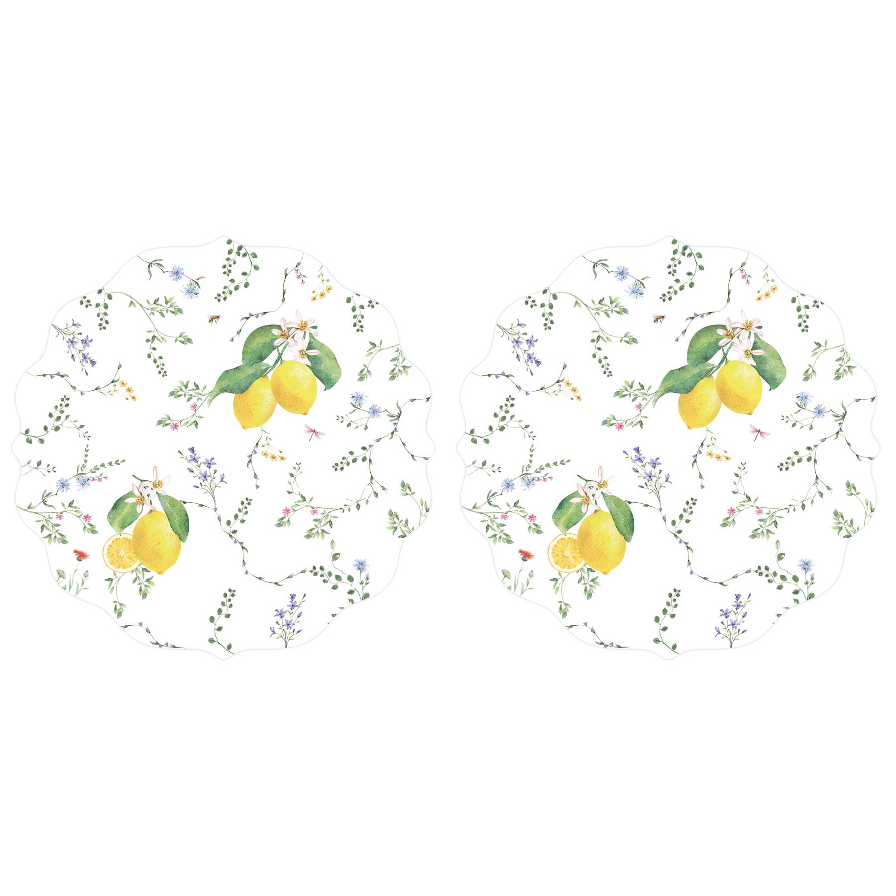 Edényalátét Műanyag tányéralátét 2 db-os citrom mintás Fleurs et Citrons