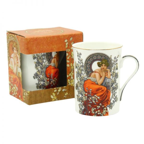 Porcelán Mucha bögre 300 ml Topáz díszdobozban