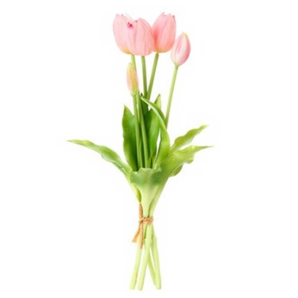 Művirág Tulipán csokor 5 db-os 40 cm halvány rózsaszín