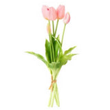 Művirág Tulipán csokor 5 db-os 40 cm halvány rózsaszín