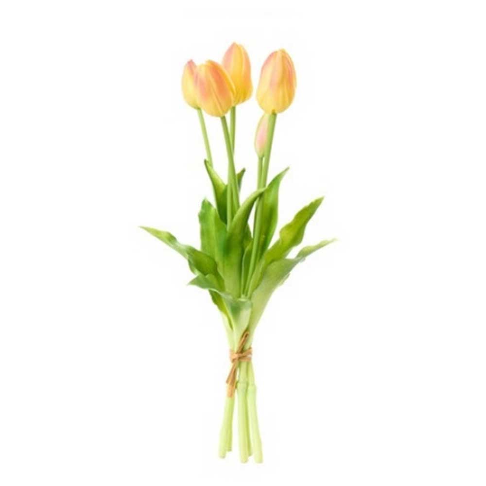 Művirág Tulipán csokor 5 db-os 40 cm rózsaszín sárga