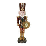 Nagyméretű diótörő figura órával 57 cm antikolt bordó arany