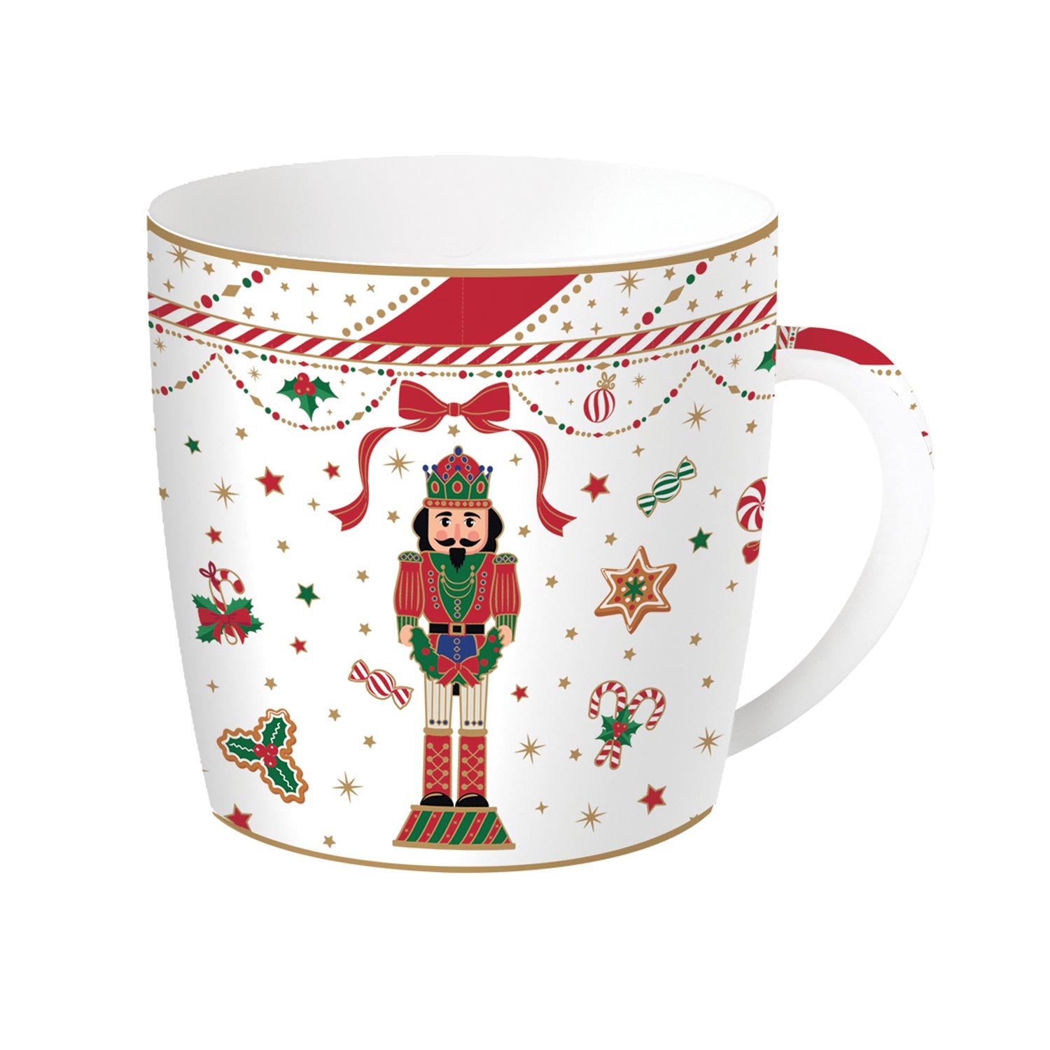 Bögre, csésze Nutcracker Twist karácsonyi porcelán bögre fém díszdobozban