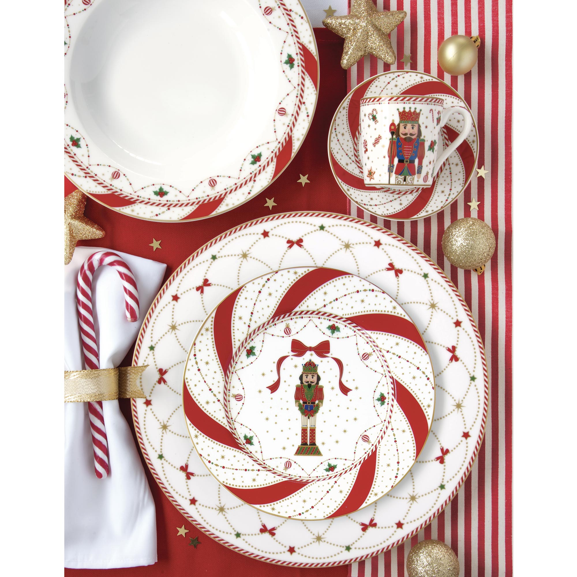 Tányér, étkészlet Nutcracker Twist karácsonyi porcelán lapostányér
