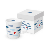 Bögre Nyári fehér hal mintás porcelán bögre Seaside