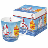 Bögre Nyári mintás vitorlás hajós porcelán bögre Regatta