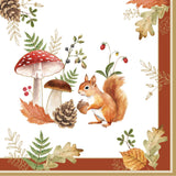 Szalvéta Őszi mókus és gomba mintás háromrétegű papírszalvéta Autumn Breeze