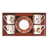 Bögre, csésze Őszi mókus gomba mintás porcelán eszpresszó kávés csésze aljjal 4 személyes
