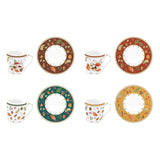 Bögre, csésze Őszi mókus gomba mintás porcelán eszpresszó kávés csésze aljjal 4 személyes