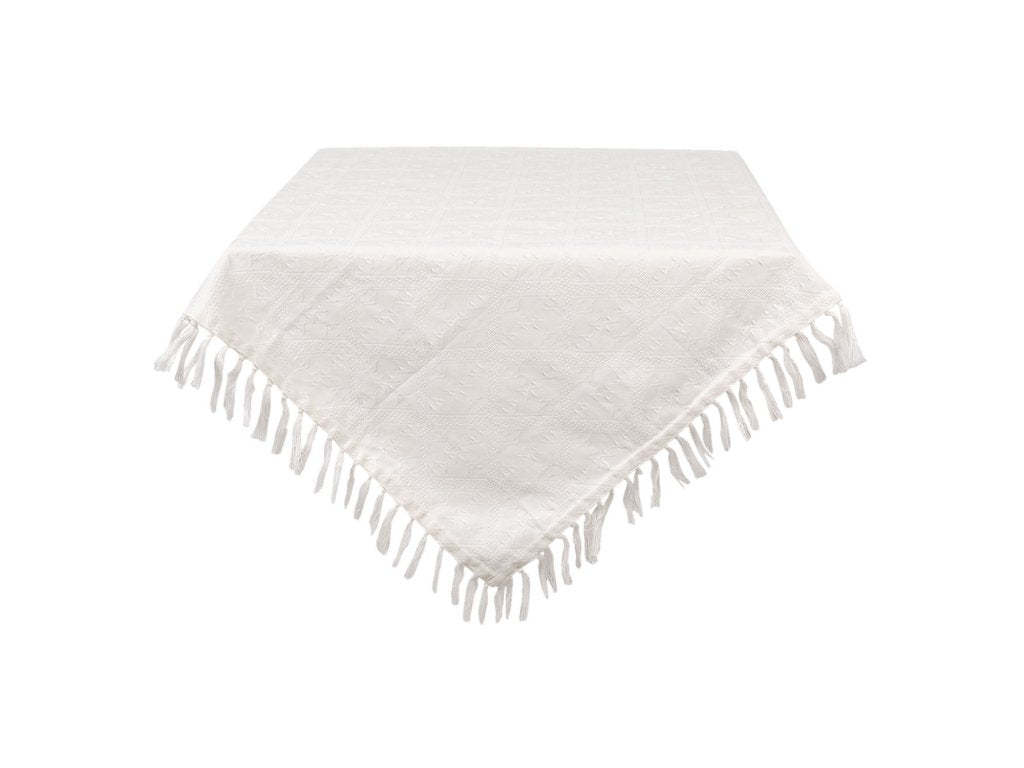 Asztalterítő Pamut asztalterítő 100x100 cm krém színű dombormintás Jacquard