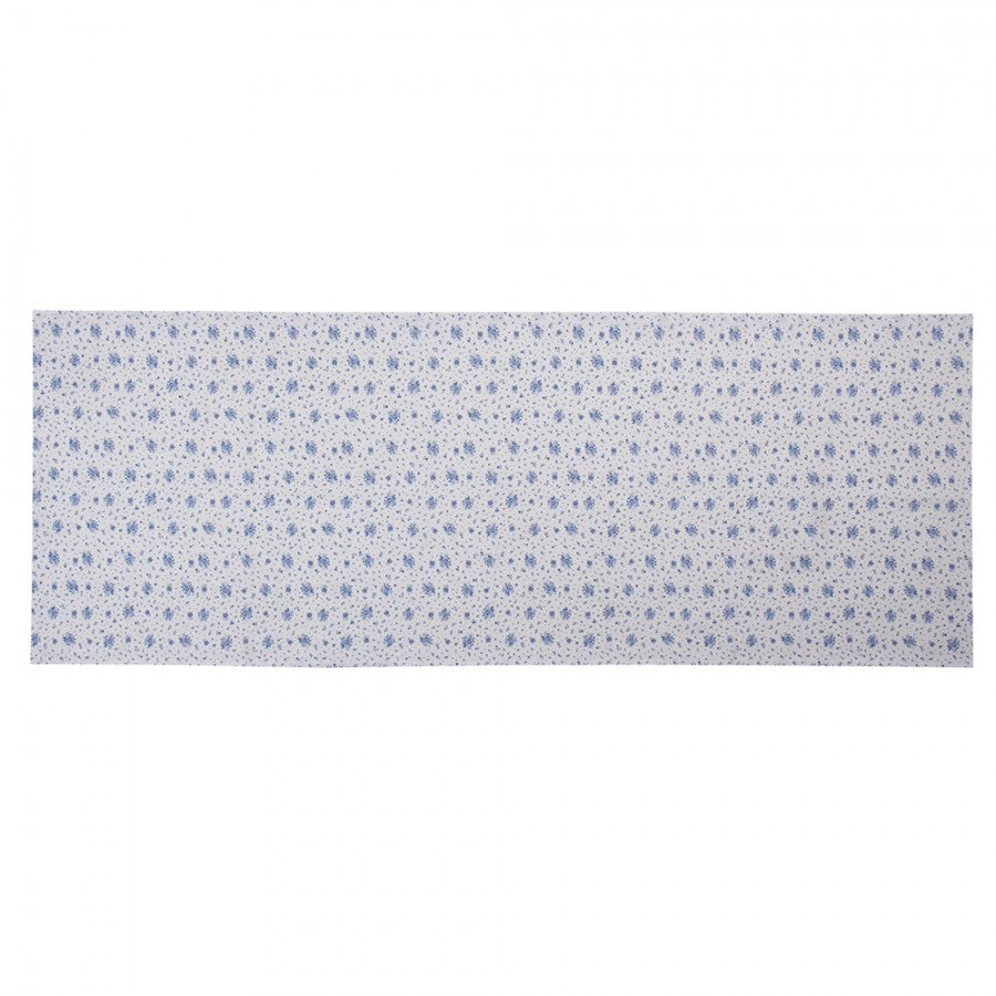 Asztalterítő Pamut fehér asztali futó kék rózsás 50x140 cm