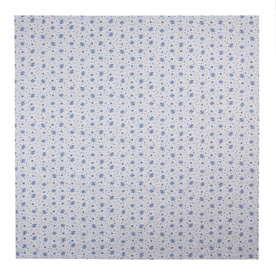 Asztalterítő Pamut fehér asztalterítő kék rózsás 100x100 cm