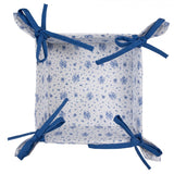Kenyérkosár Pamut fehér kenyérkosár kék rózsás 35x35 cm