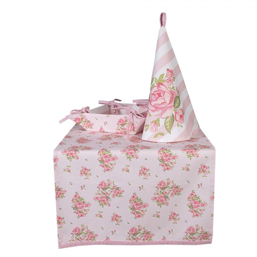 Asztalterítő Pamut rózsás asztali futó 50X140 CM Sweet Roses