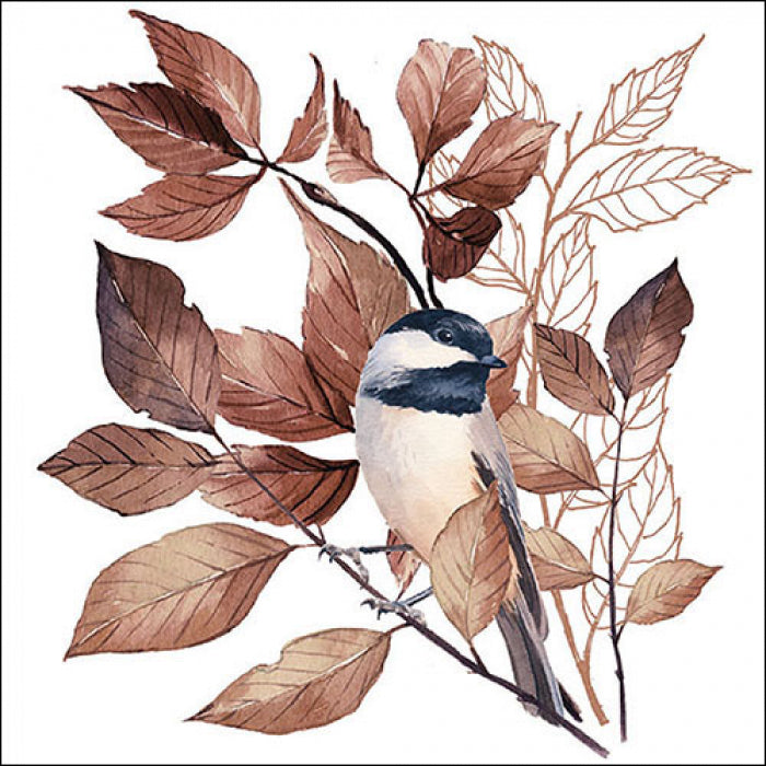 Szalvéta Papírszalvéta 33x33 cm fehér Cinege Lovely chickadee