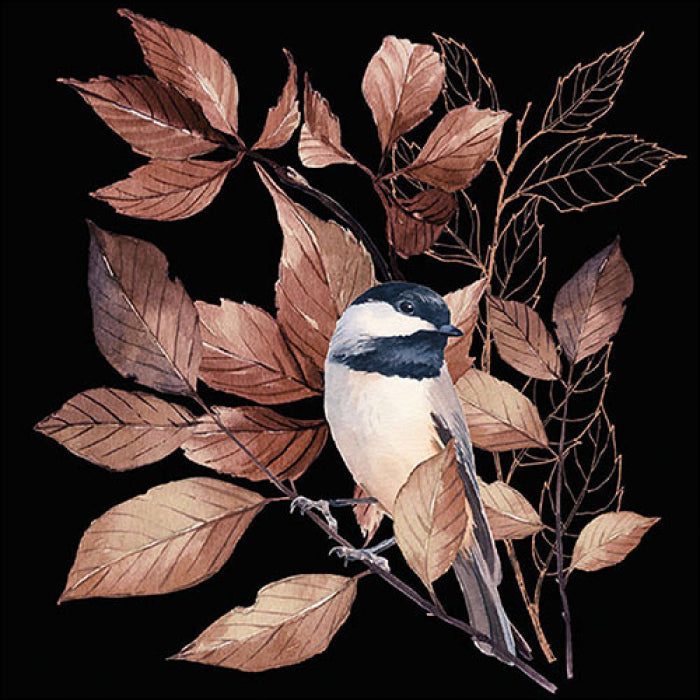 Szalvéta Papírszalvéta 33x33 cm fekete Cinege Lovely chickadee