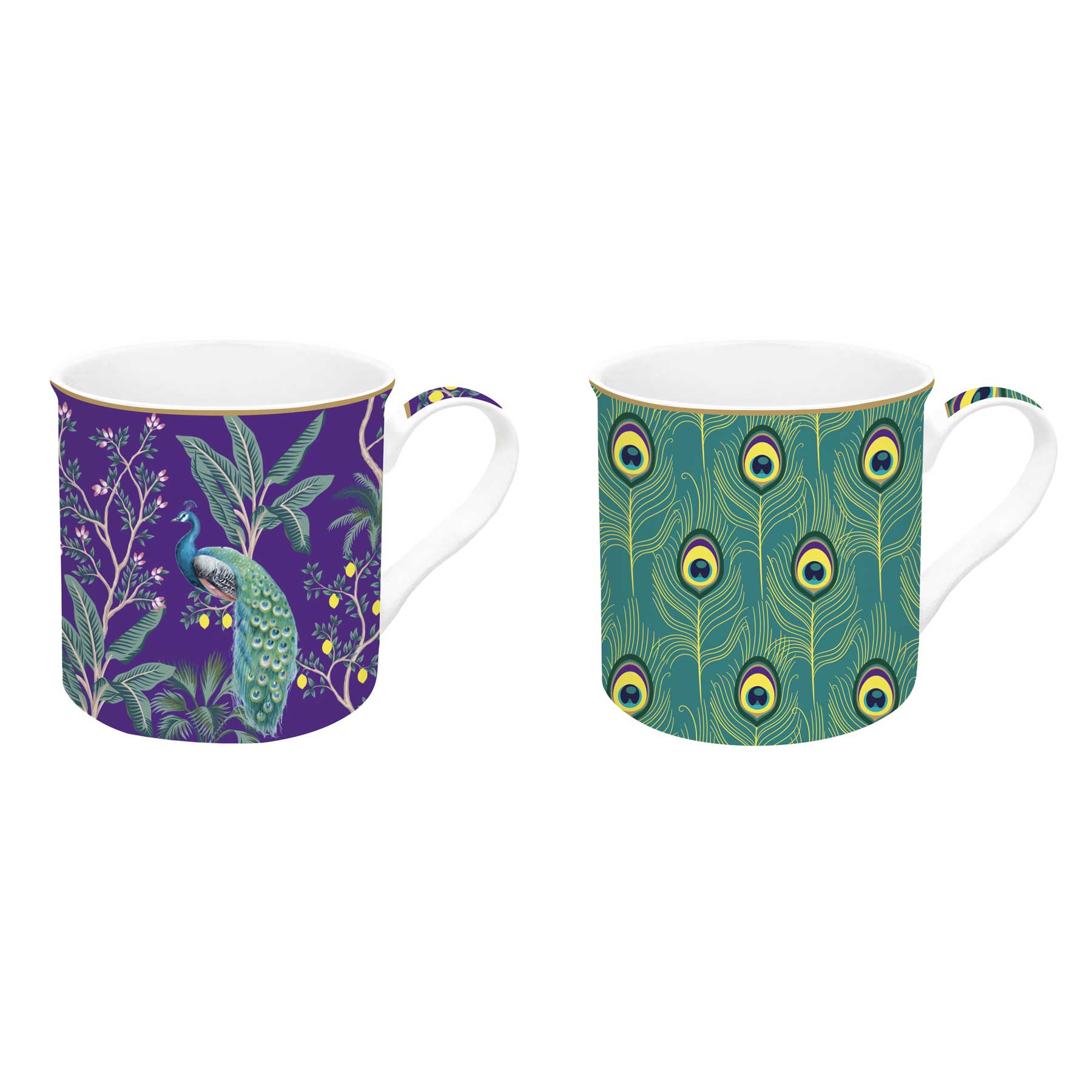 Bögre, csésze Páva mintás porcelán bögre szett 2 db-os Imperial Peacock Coffee Mania