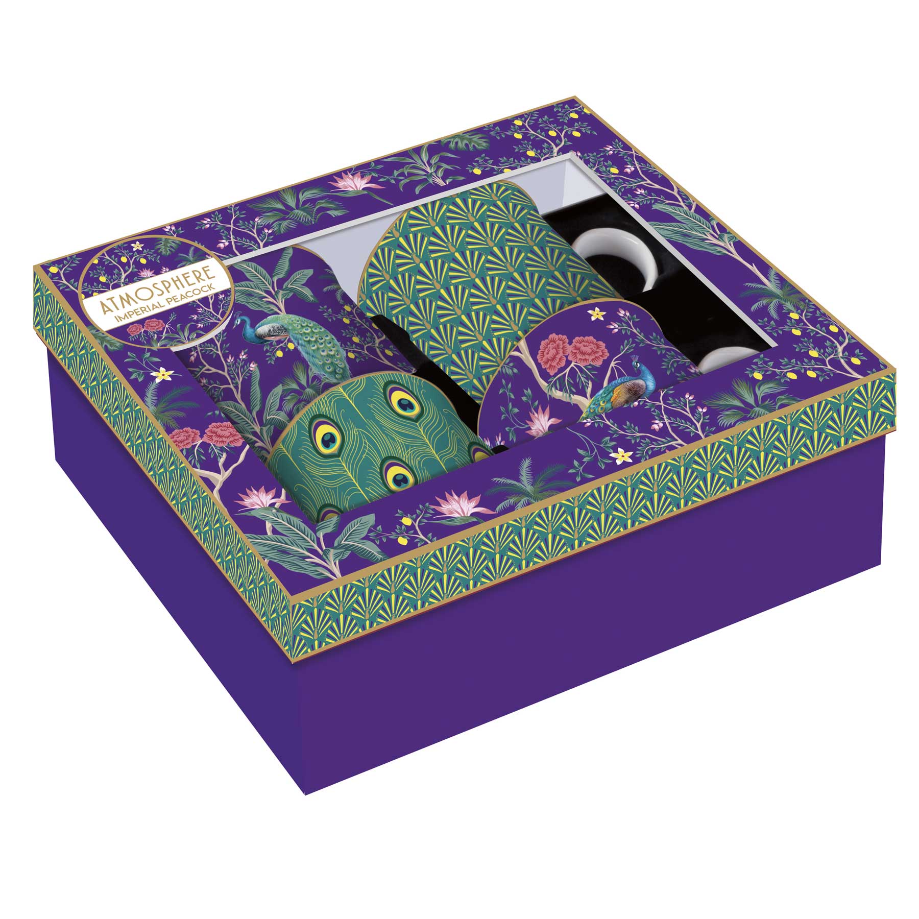 Bögre, csésze Páva mintás porcelán bögre szett 4 db-os Imperial Peacock Coffee Mania