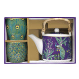 Bögre, csésze Páva mintás porcelán teáskanna szűrővel bögrével szett Imperial Peacock Coffee Mania