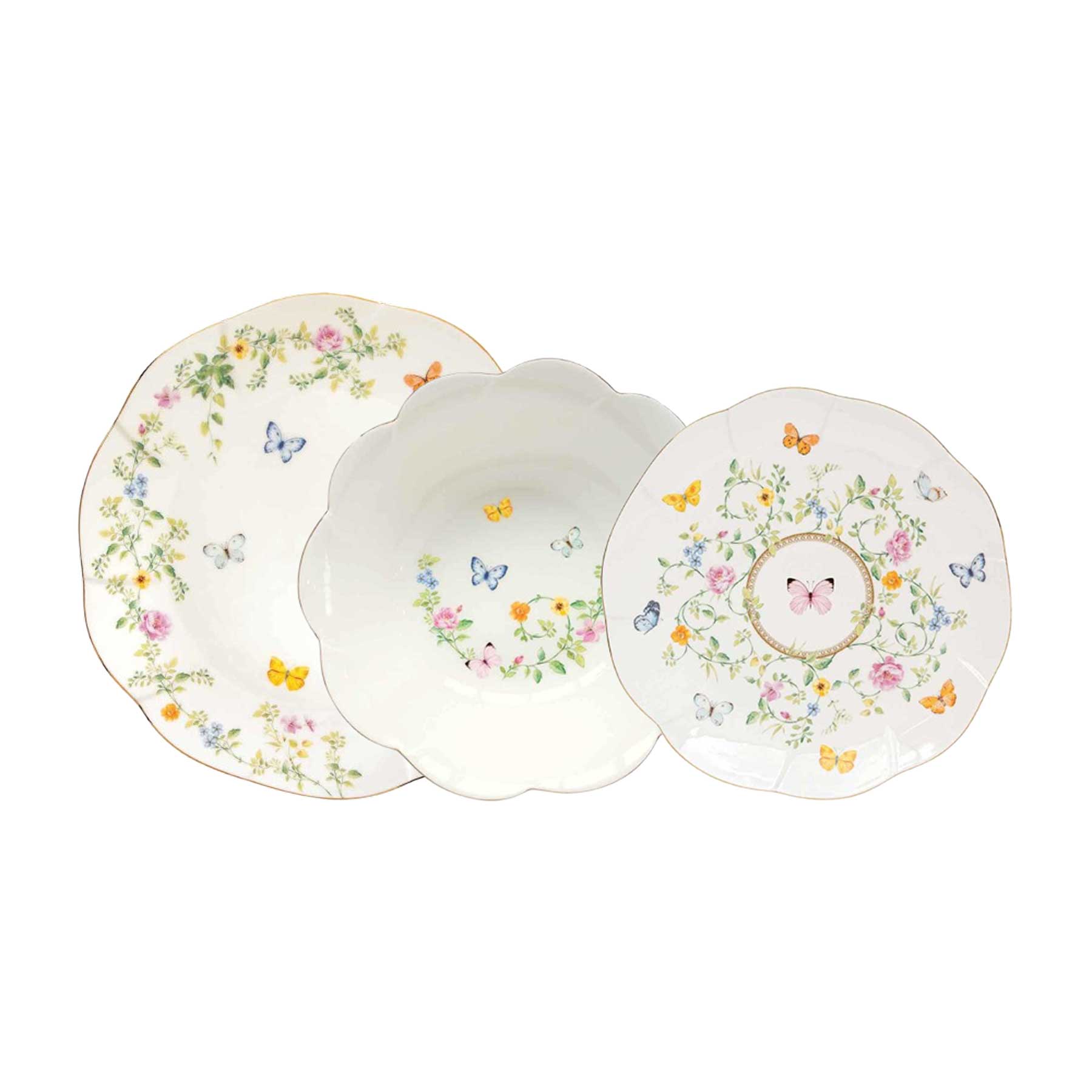 Pillangós 18 részes prémium porcelán étkészlet Dancing Butterflies