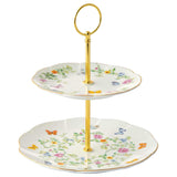 Pillangós porcelán süteményes állvány 2 emeletes díszdobozban Dancing Butterflies
