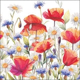 Szalvéta Pipacsos búzavirágos papírszalvéta 33x33 cm Poppies and cornflowers