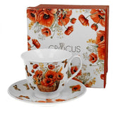Pipacsos porcelán csésze aljjal – 250 ml – Poppies