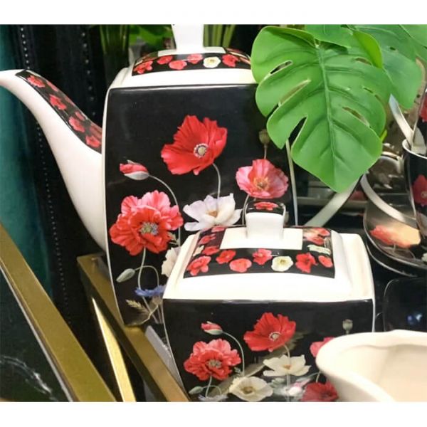 Pipacsos porcelán teás- kávéscsésze készlet 6 személyes