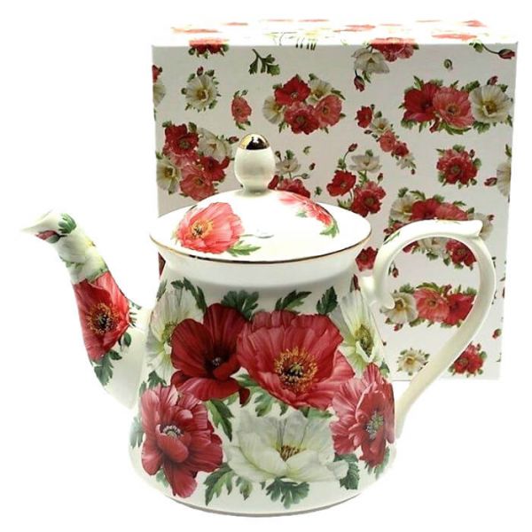 Pipacsos porcelán teáskanna 1 literes
