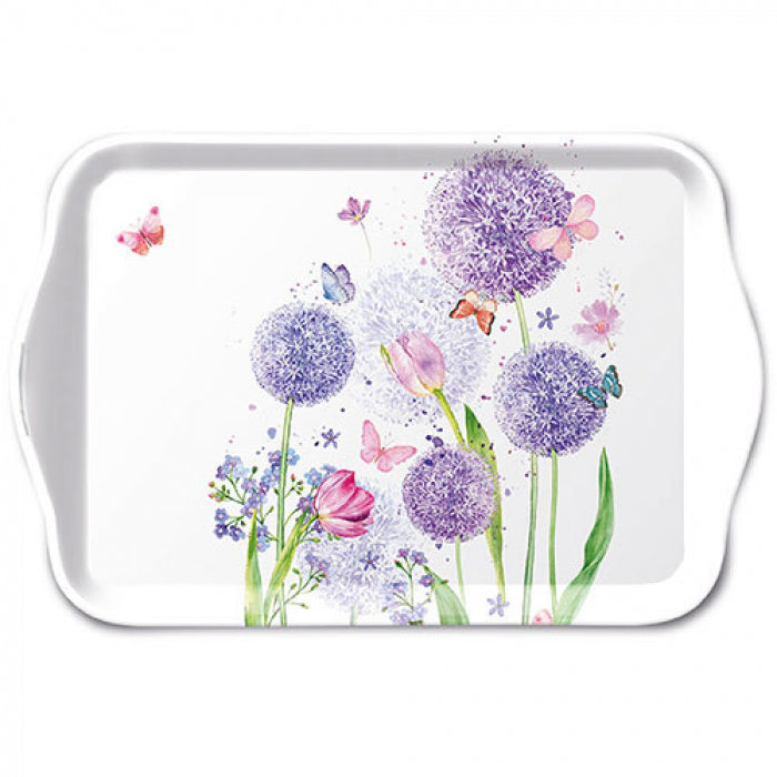 Tálca Pllangós tavaszi virágos műanyag kistálca 13x21 cm Flower beauty