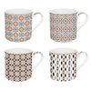 Bögre, csésze Porcelán 4 db bögre szett Geoethnic
