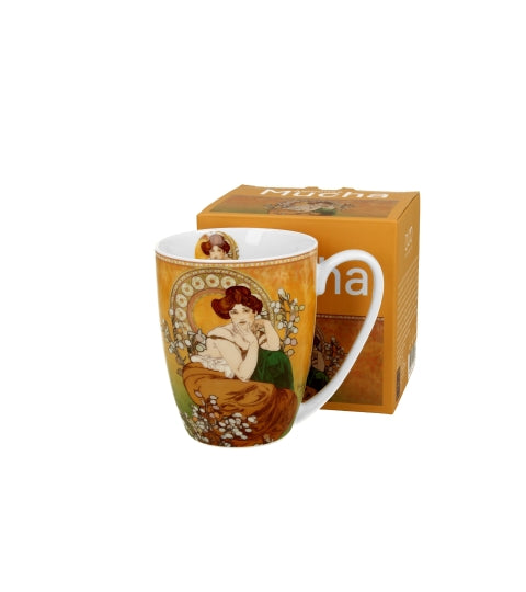 Porcelán bögre 360 ml díszdobozban Mucha Topáz