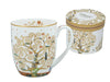Porcelán bögre 400 ml fém díszdobozban Klimt Életfa fehér arany mintás