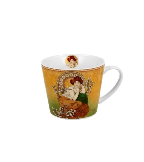 Porcelán bögre 600 ml díszdobozban Mucha Topáz