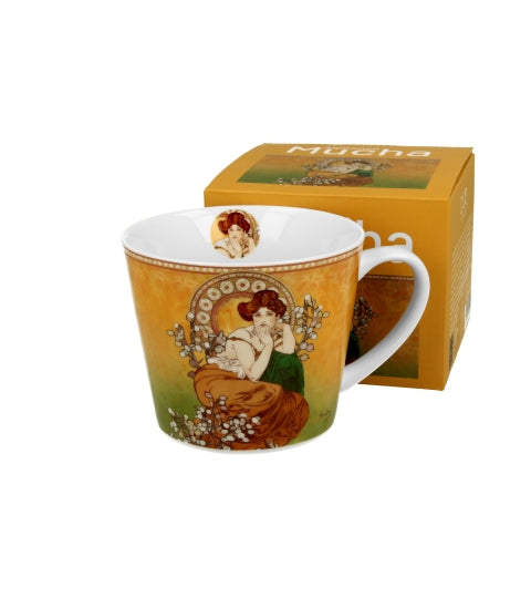 Porcelán bögre 600 ml díszdobozban Mucha Topáz