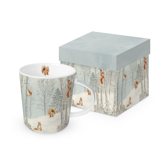 Bögre Porcelán bögre mókus téli erdőben