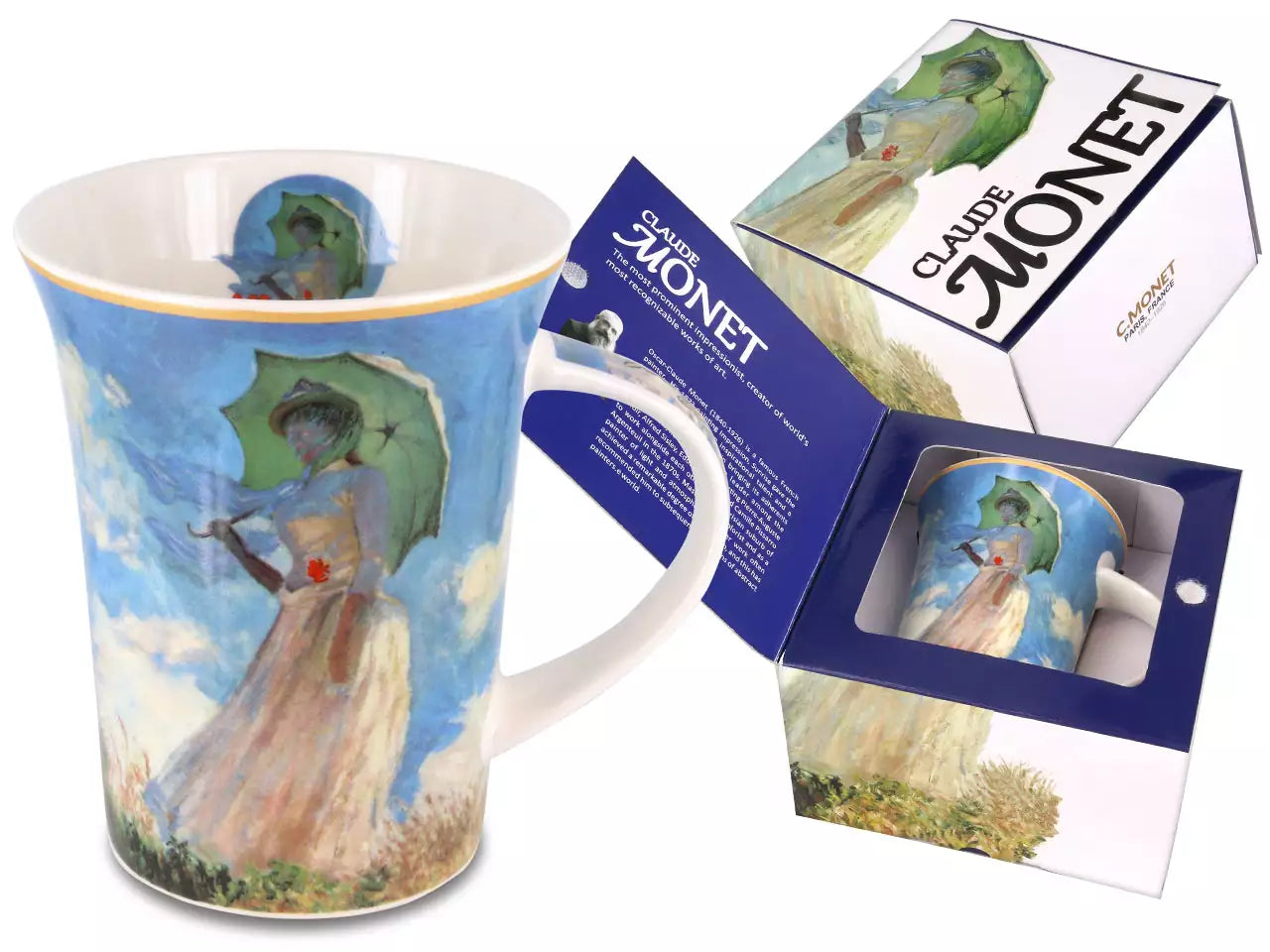 Bögre, csésze Porcelán bögre Monet Nő esernyővel díszdobozban