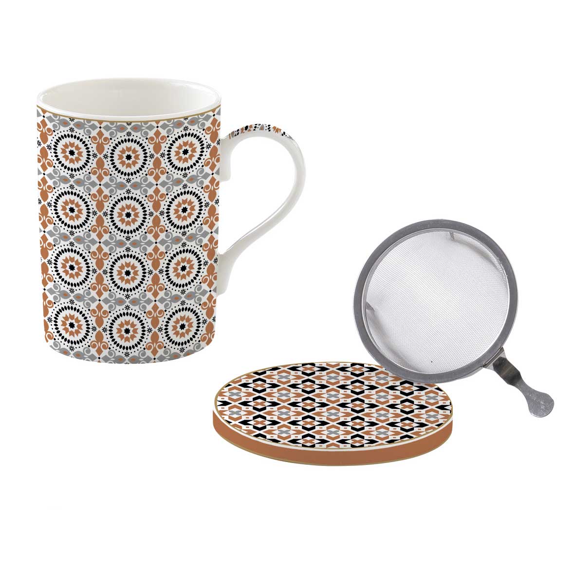 Bögre, csésze Porcelán bögre szűrővel tetővel Geoethnic