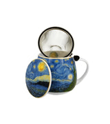 Porcelán bögre tetővel fém szűrővel díszdobozban Van Gogh Csillagos éj