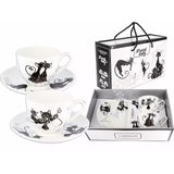 Bögre, csésze Porcelán cicás csésze szett díszdobozban 250 ml